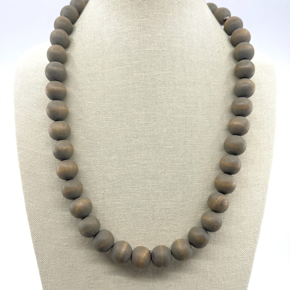 Wood Bead Necklace Chunky Statement Natural Boho Earthy Minimalist Festival Gift